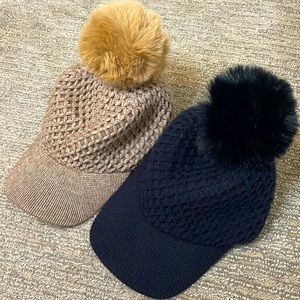 Two Hats 🍂 warm and cute! Beige and black colours like new!!